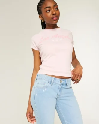 Lågmidjade bootcut-jeans med broderad stjärna