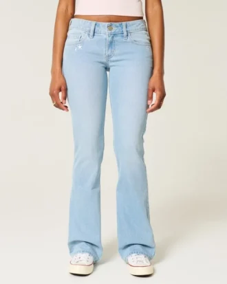 Lågmidjade bootcut-jeans med broderad stjärna