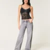 Lågmidjade grå baggy jeans