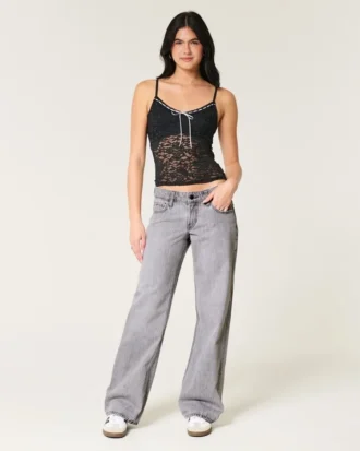 Lågmidjade grå baggy jeans