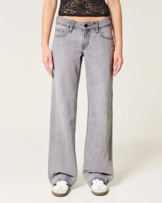 Lågmidjade grå baggy jeans