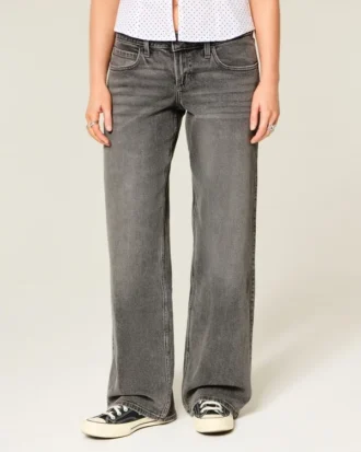 Lågmidjade grå baggy jeans