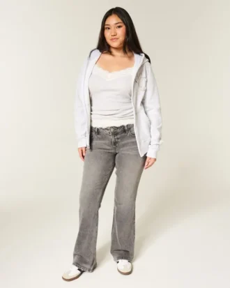 Lågmidjade grå bootcut-jeans