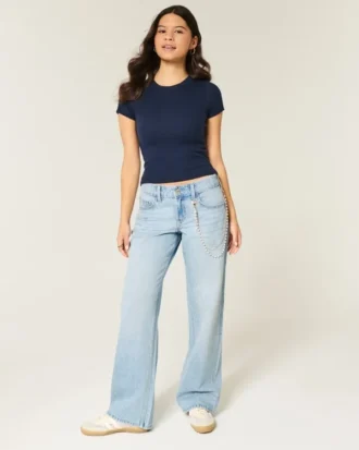 Lågmidjade, ljusblå baggy jeans