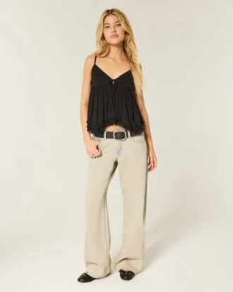 Lågmidjade, ljusblå baggy jeans