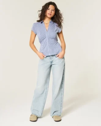 Lågmidjade, ljusblå baggy jeans