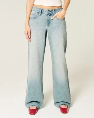 Lågmidjade, ljusblå baggy jeans
