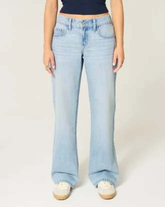 Lågmidjade, ljusblå baggy jeans