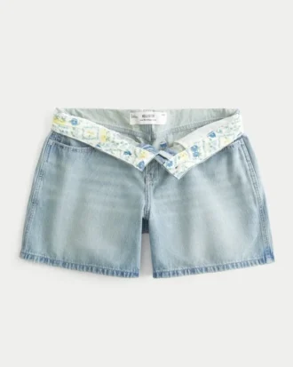 Lågmidjade, ljusblå, vikbara, baggy jeansshorts 5″ Lågmidjade, ljusblå, vikbara, baggy jeansshorts 5″