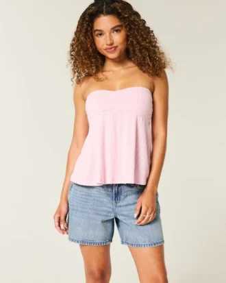 Lågmidjade, medellavtvättade, vikbara midjebaggy jeansshorts 5″