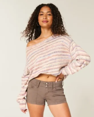 Lågmidjade poplin-shorts