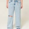 Lågmidjade, slitna, ljusblå baggy jeans Lågmidjade, slitna, ljusblå baggy jeans