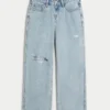 Lågmidjade, slitna, ljusblå baggy jeans Lågmidjade, slitna, ljusblå baggy jeans