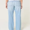 Lågmidjade, slitna, ljusblå, raka jeans Lågmidjade, slitna, ljusblå, raka jeans