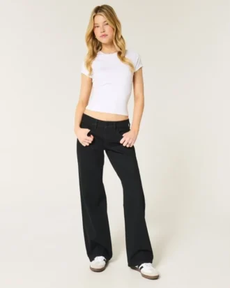 Lågmidjade svarta baggyjeans