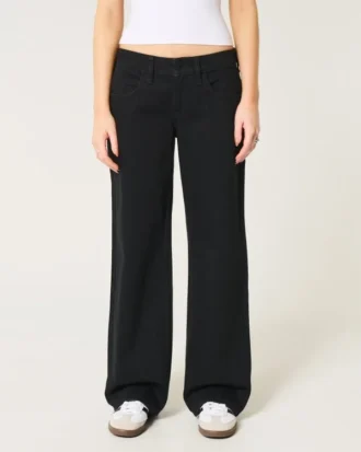 Lågmidjade svarta baggyjeans
