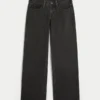 Lågmidjade, tvättade svarta baggyjeans Lågmidjade, tvättade svarta baggyjeans