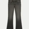 Lågmidjade tvättade svarta bootcut-jeans Lågmidjade tvättade svarta bootcut-jeans