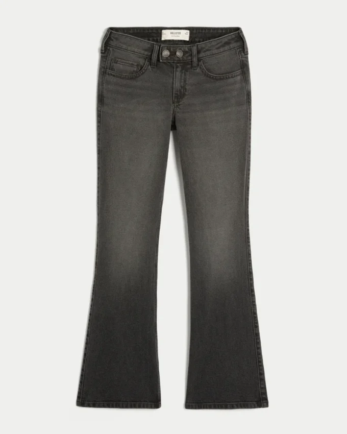 Lågmidjade tvättade svarta bootcut-jeans Lågmidjade tvättade svarta bootcut-jeans