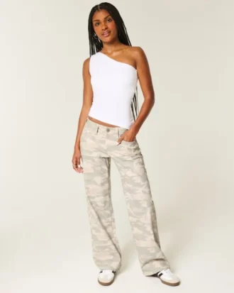 Lågmidjade Y2K Camo Baggy Jeans
