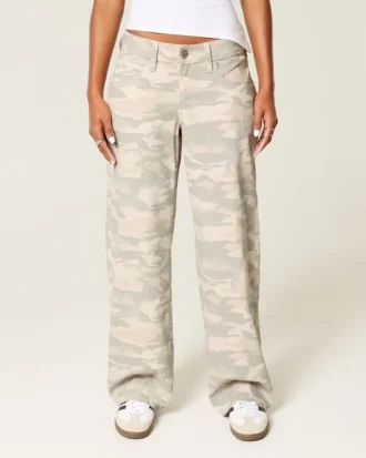 Lågmidjade Y2K Camo Baggy Jeans