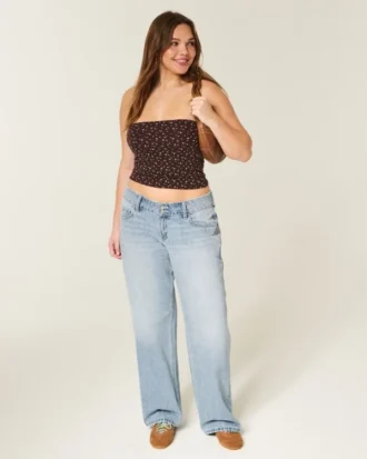 Lågmidjade Y2K-jeans i ljus tvätt