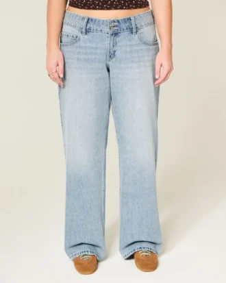 Lågmidjade Y2K-jeans i ljus tvätt