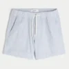 Linnenblandade seersuckershorts i midilängd Linnenblandade seersuckershorts i midilängd