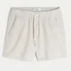 Linnenblandade seersuckershorts i midilängd Linnenblandade seersuckershorts i midilängd