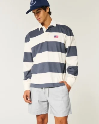 Linnenblandade shorts som dras på, halvhöga