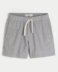 Linnenblandade shorts som dras på, halvhöga