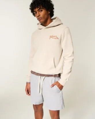 Linnenblandade shorts som dras på, halvhöga