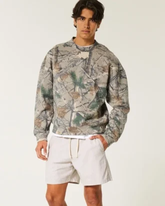 Linnenblandade shorts som dras på, halvhöga