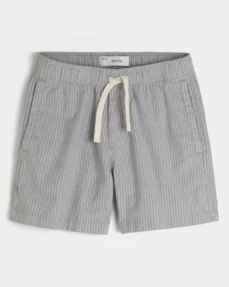 Linnenblandade shorts som dras på, halvhöga