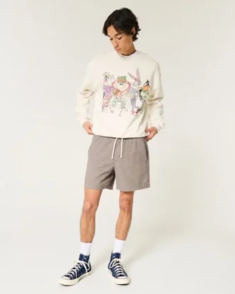 Linnenblandade shorts som dras på, halvhöga Linnenblandade shorts som dras på, halvhöga