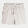 Linnenblandade shorts som dras på, halvhöga