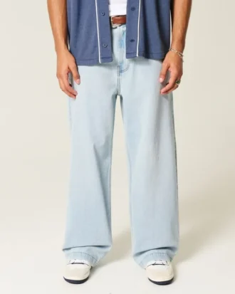 Ljus tvätt New York Graphic Super Baggy Jeans