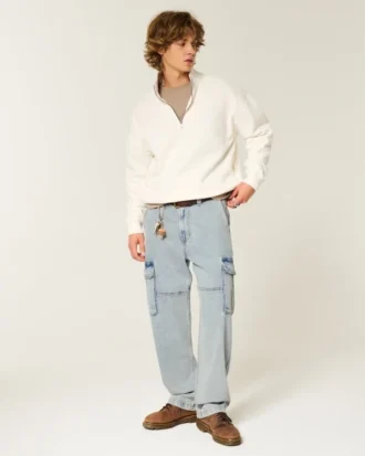 Ljus tvättade baggy cargojeans