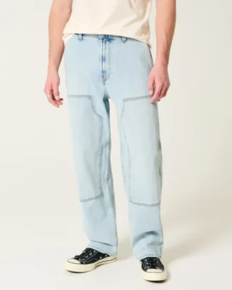 Ljus tvättade baggy carpenterjeans