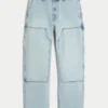 Ljus tvättade baggy carpenterjeans