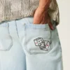 Ljus tvättade Dice Graphic Super Baggy Denim Shorts Ljus tvättade Dice Graphic Super Baggy Denim Shorts