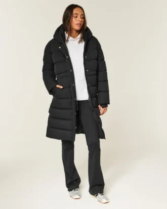 Lång pufferparkas