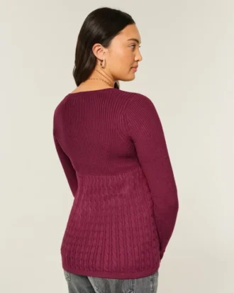 Långärmad babydoll med fyrkantig halsringning
