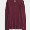 Långärmad babydoll med fyrkantig halsringning Långärmad babydoll med fyrkantig halsringning