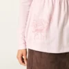 Långärmad babydoll-top med grafiskt tryck och pinch bust Långärmad babydoll-top med grafiskt tryck och pinch bust