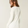 Långärmad babydoll-tröja med fyrkantig halsringning Långärmad babydoll-tröja med fyrkantig halsringning