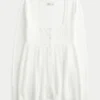 Långärmad babydoll-tröja med fyrkantig halsringning Långärmad babydoll-tröja med fyrkantig halsringning
