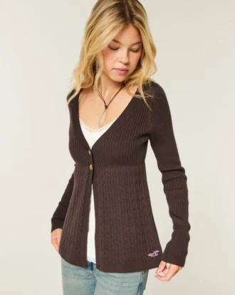 Långärmad Flyaway Babydoll-kofta Långärmad Flyaway Babydoll-kofta