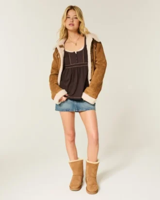 Långärmad Henley Babydoll-top