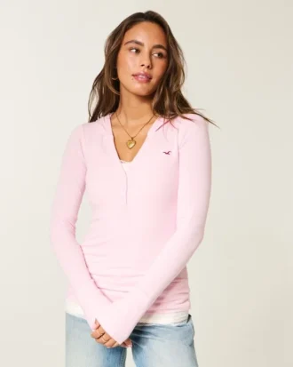 Långärmad hoodie med henleykrage